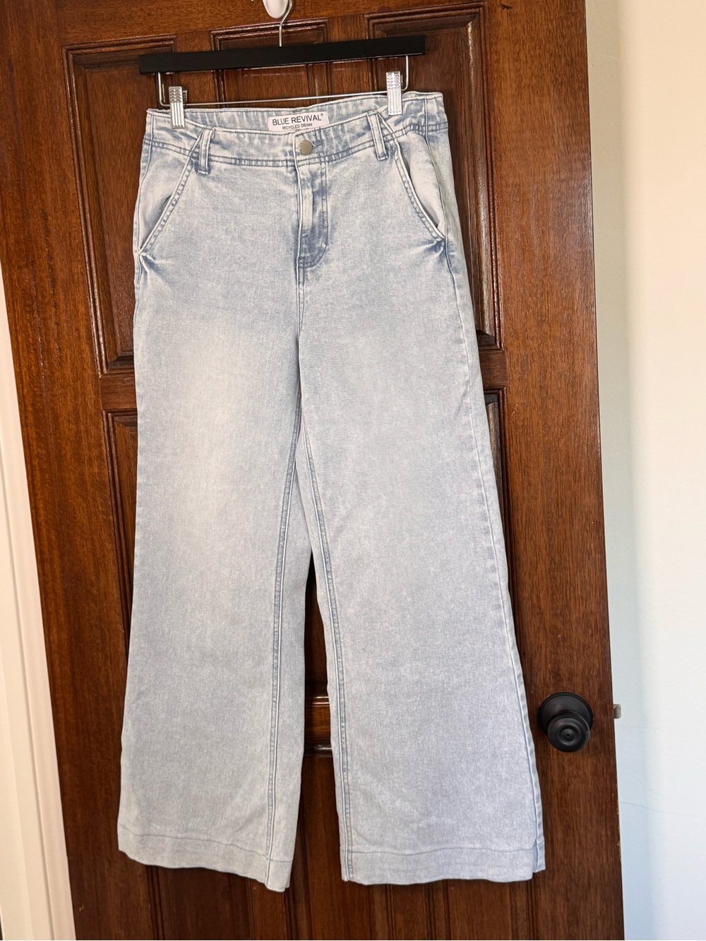 Blue Revival Washed Light Blue Wide-Leg Jeans — High Rise Flare